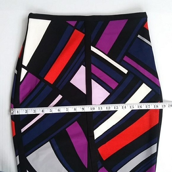 Worthington Pattern Pencil Skirt w/Front Slit 6 Black Blue - Picture 13 of 15